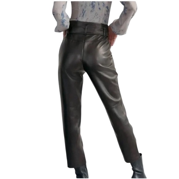 Wilfred high waist belted straight leg leather vegan pants excellent condition - Picture 3 of 14
